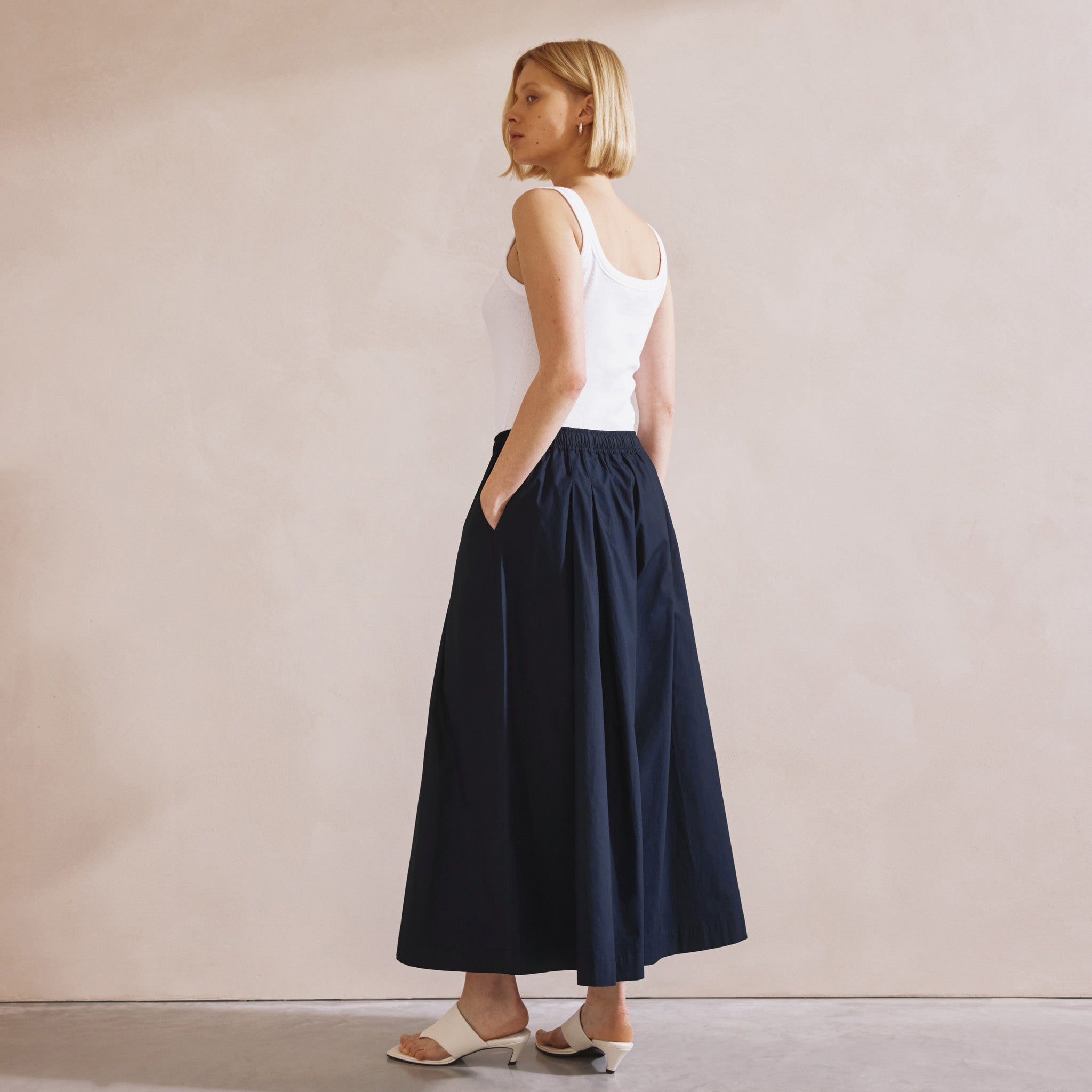 Navy Super Wide Leg Culottes
