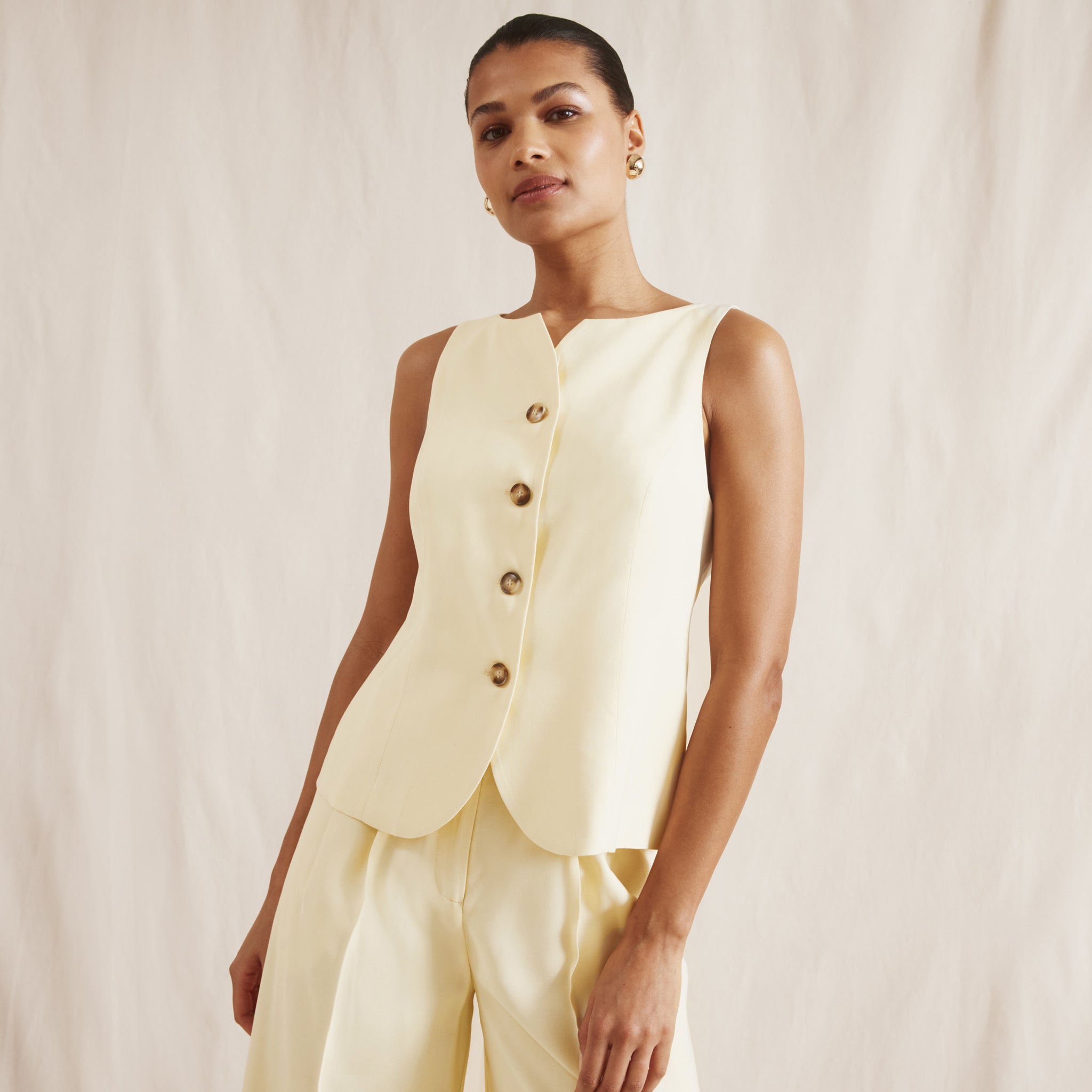 Soft Yellow Tailored Waistcoat