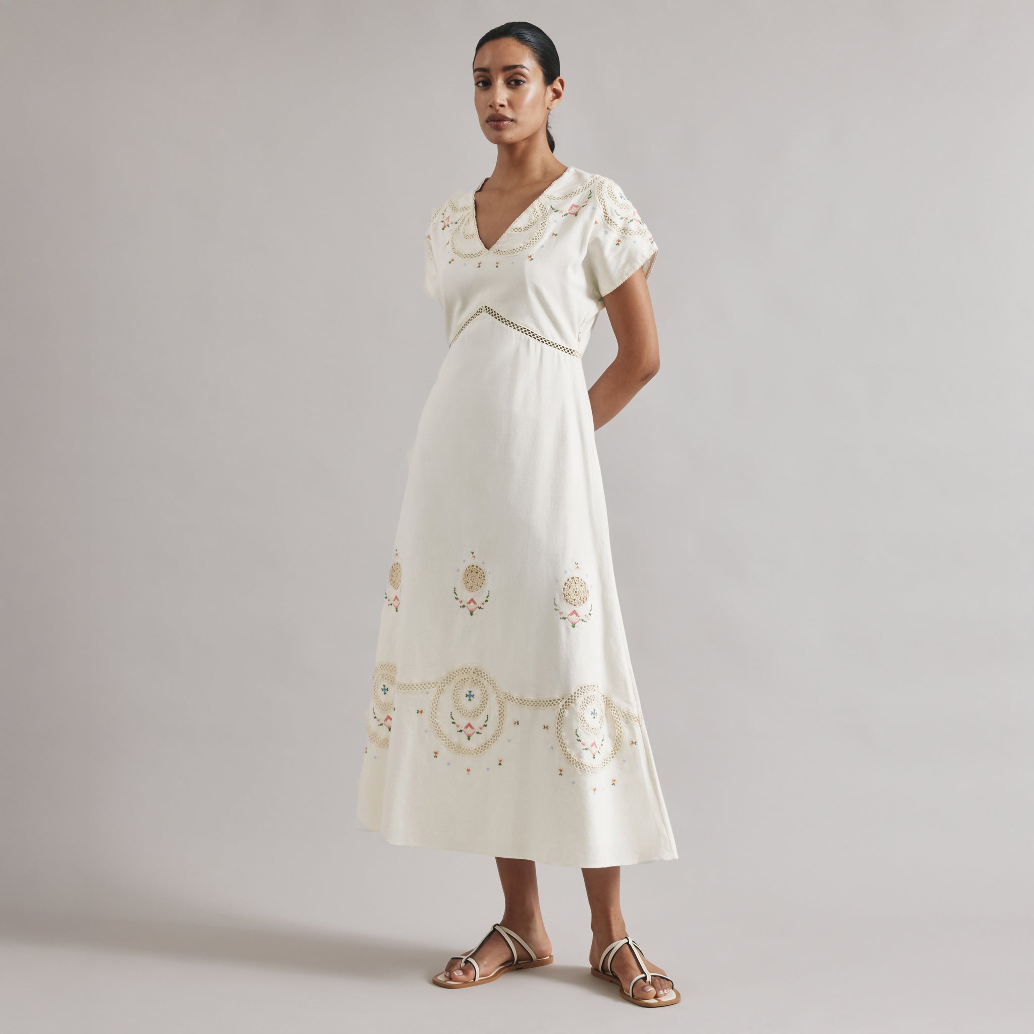 Embroidered Midi Dress